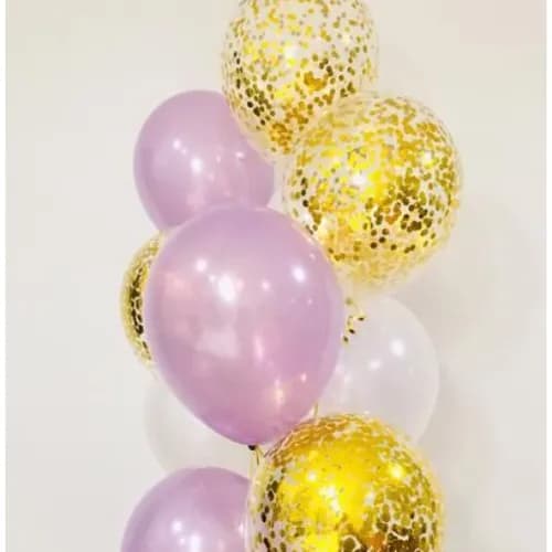 12'' Hellium Balloon Gas Light And Transparent Balloon With Confetti Gold