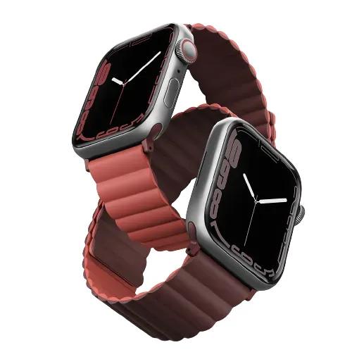 Uniq Revix Reversible Magnetic Apple Watch Strap 41/40/38Mm Burgundy(Maroon/Coral)