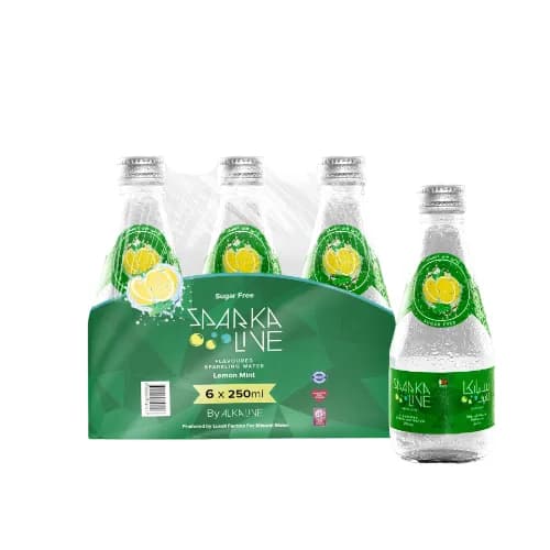 Sparkalive Lemon Mint Sparkling Water Glass Bottle 6x250ml