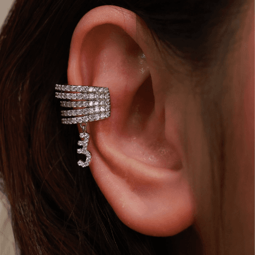 Sterling Ear cuff Letter س (one piece/ right ear)