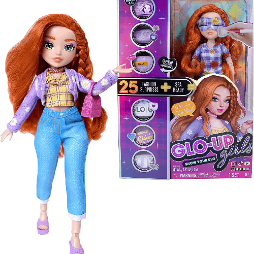 Glo Up Rose Redhead Girl Alternative Girl Fashion Doll with 25 Fabulous Surprises