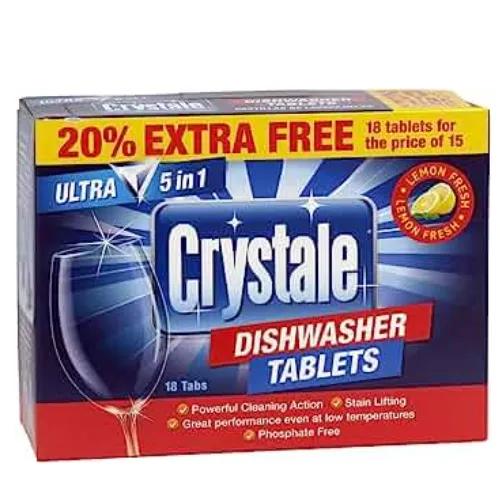 Crystale Ultra 5In1 Dishwasher Tablets Lemon Scent 18Pcs