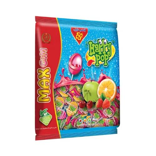 Happy Pop Max Lollipops Fruit Flavor With Gum No Added Artificial Colors, No Added Preservatives, Vegetarian 48 X 20G