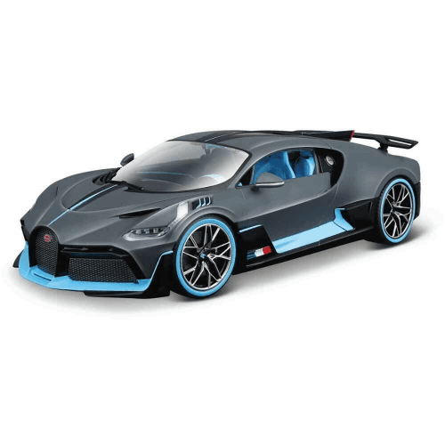 Bburago Bugatti Divo Matt Gray with Blue Accents Diecast Model Car