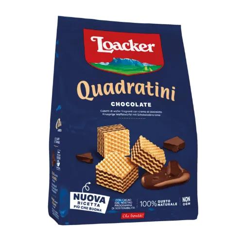 Loacker Quadratini Chocolate Wafer Cubes Filled With Chocolate Cream - Gmo Free 125G