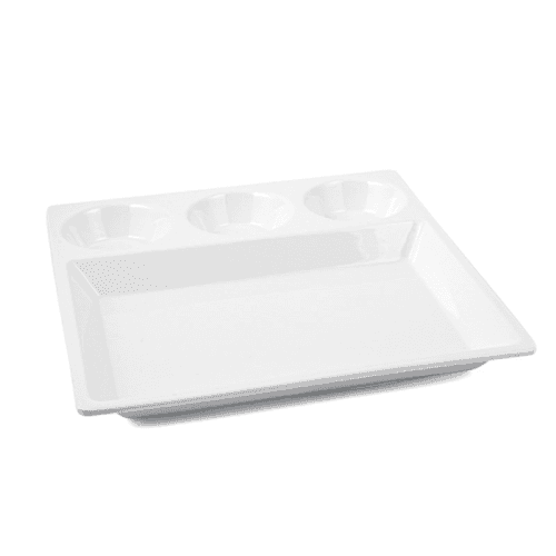 Vague Mel. Sqr.Divided Platter W/ 3Rnd Sauce Compt.29.5*3 cm Ivory-36-469