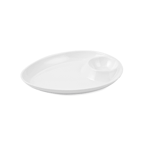 Vague Mel.Triangle Platter w/Sauce Hole 25*19.25*2.5 cm Ivory-36-464