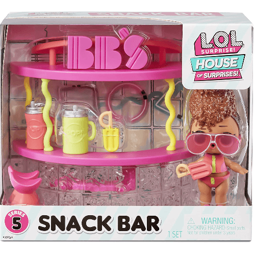 LOL Surprise OMG House of Surprises Snack Bar Playset with Rip Tide Collectible Doll and 8 Surprises