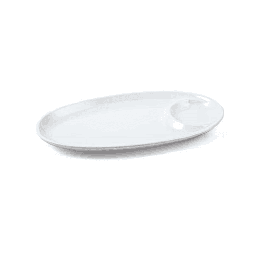 Vague Mel. Oval Platter W/Sauce Hole 24*12.25*2.5 cm Ivory-36-461