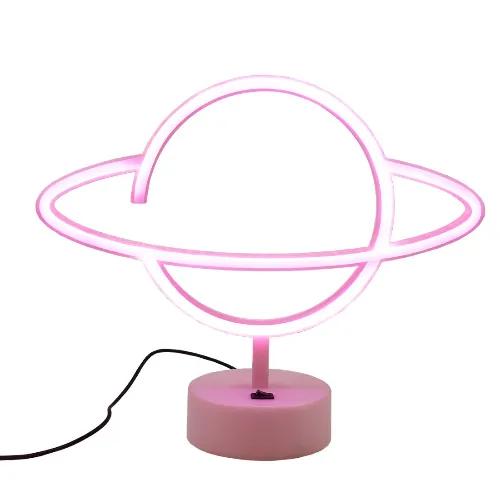 Led Neon Saturn Shape Lamp - Pink - إضاءة