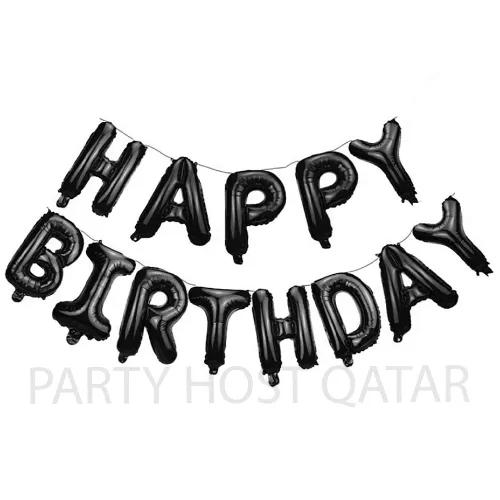 Black HBD Balloon Banner With Air Filled