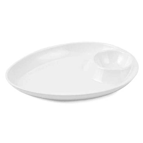 Vague Mel.Triangle Platter W/ Sauce Hole 29.5*22.5*3 cm Ivory-36-465