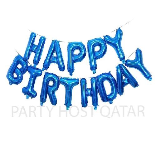 Blue Hbd Balloon Banner With Air Filled