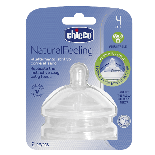 Chicco Natural Feeling Silicone Teats 4+ M - 2 Pcs