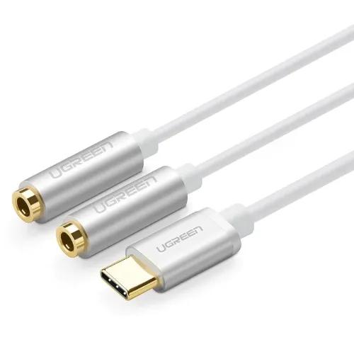 Ugreen Usb Type-C Male To 3.5Mm 2 Female Audio Cable 25Cm - محول