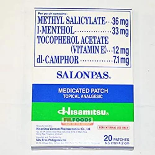 Salonpas Pain Relief Patches With Vitamin E (6.5X 4.2Cm) 20 Per Pack