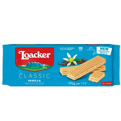 Loacker Crispy Wafers With Milk Cream Filling - Preservatives Free, Colors Free, Dye Free, Hydrogenated Fats Free 175G