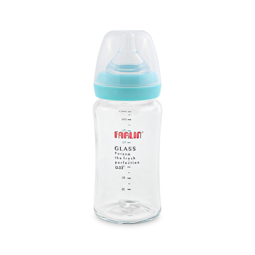 Farlin Glass Wide Neck Bottle (3+ M) - 240Ml