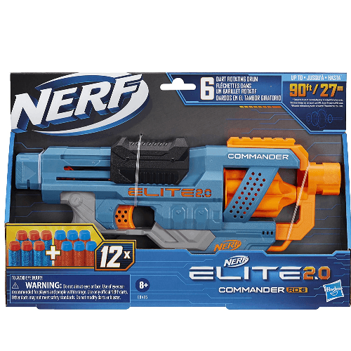 Nerf Elite 2.0 Commander Rd-6 Blaster With 12 Official Nerf Darts, 6-Dart Rotating Drum, Built-In Customizing Capabilities