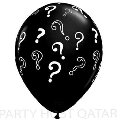 12 In Question Mark Black Balloon