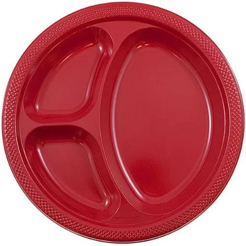 Q Pac Plastic Round Plate 3 Compartment 26 Inch