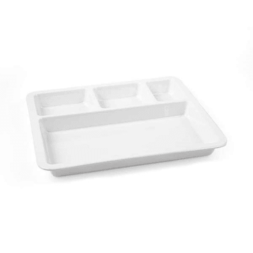 Vague Mel. Sqr.4Compt. Divided Platter 28*3 cm Ivory-36-468