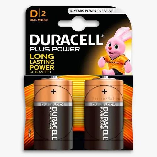 Duracell Plus Power D2 Alkaline Batteries Long Lasting Power 1.5V 2 Per Pack