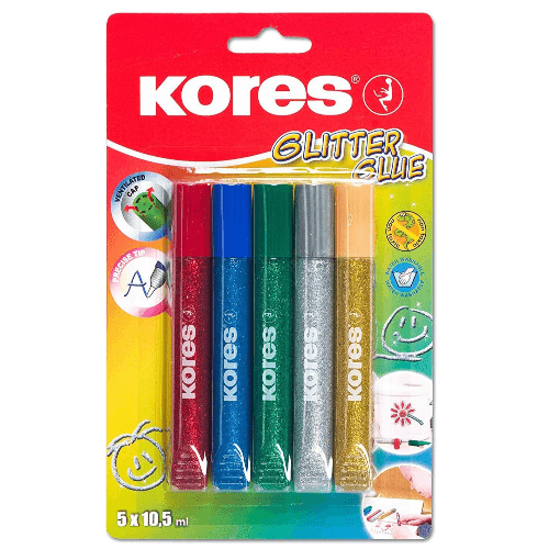 Glitter Glue 5 Colours 10,5ml  (Blue, Red, Silver, Gold, Green)