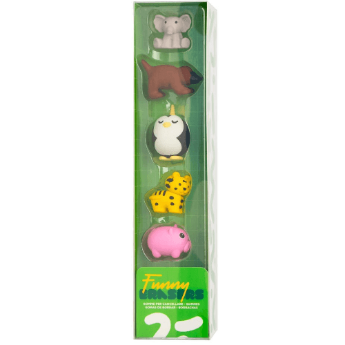 Animals 5 Set Of 5 Erasers