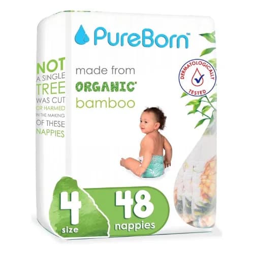 Pure Born Organic Bamboo Diapers No.4 48Pcs