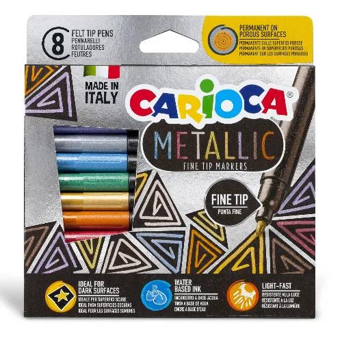 Marker Felt Pen, Fine Tip, Metallic Set Of 8 Pcs, Carioca