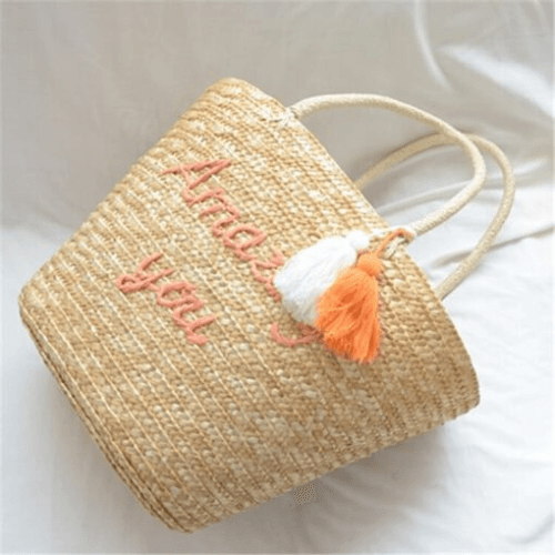 Straw Beach Bags Amazin You (Orange)