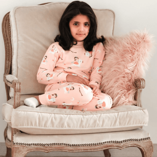 Be Cosy Girls Pink Winter Pyjama With Princess And Unicorn Print