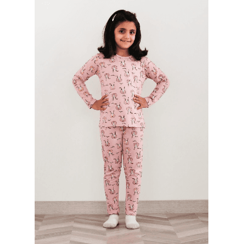 Be Cosy Kid'S Pj Set In Pink With Rabbit Print