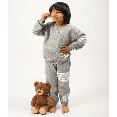 Kids Cotton Grey Set With Stripe Design