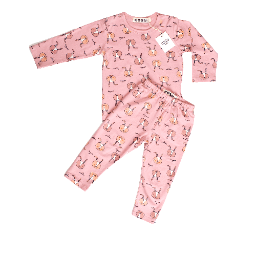 Be Cosy Kid'S Pj Set In Pink With Rabbit Print