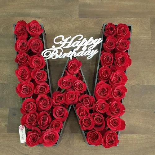 Letter W With Red Roses