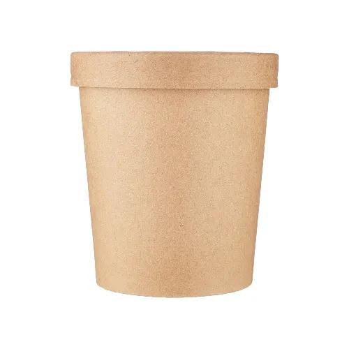 Hotpack 32Oz Kraft Paper Soup Cup+Lid-5P