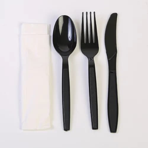 Plastic Cutlery Set Black (1X25Pc)