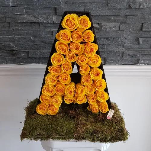 Letter A With Yellow Roses