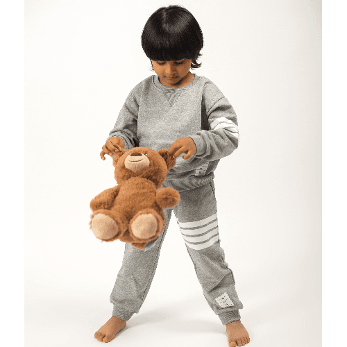 Kids Cotton Grey Set With Stripe Design