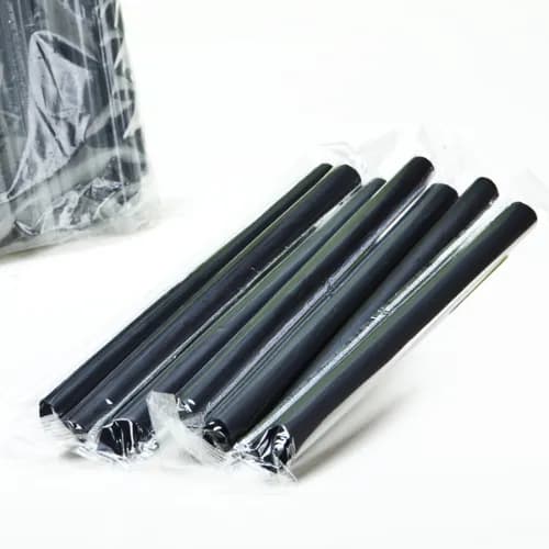 Plastic Straw Wrapped 12 Mm Black (1X100)