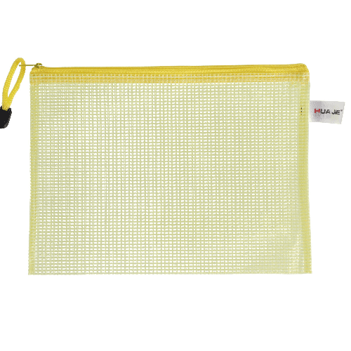 Bag Zipper PVC A5 240X180mm Translucent Mesh Yellow