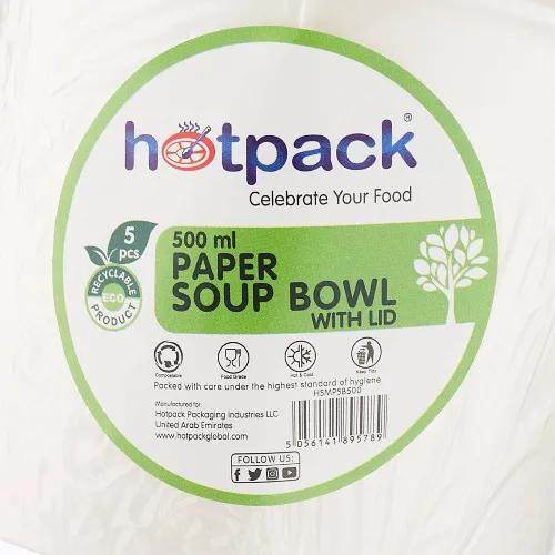 Psb500-Paper Soup Bowl+Lid -1X5Pc/Pkt