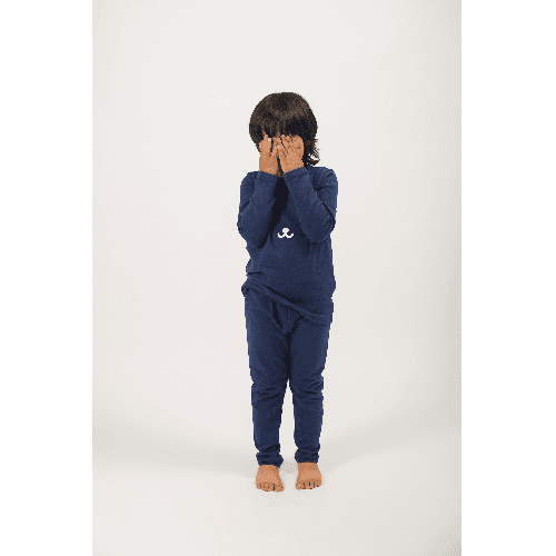 Navy Blue Warm Winter Pyjama With Bear Face.