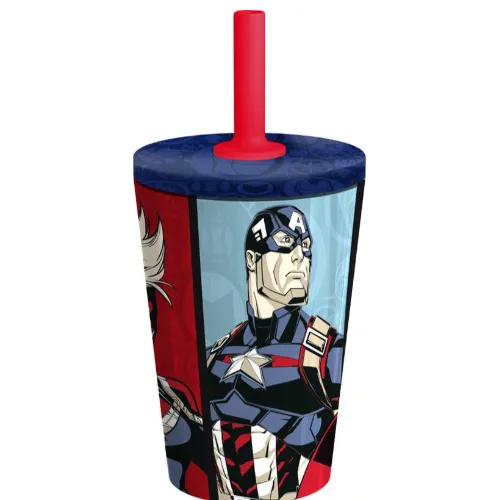 Stor Dw Stainless Steel Silicone Straw Tumbler Avengers Collage 360Ml