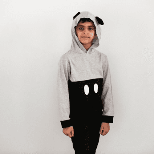 Kids Cotton Black And Grey Set With Hoodie