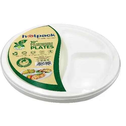 Biodegradable Paper Plate 10"-3Comp-10Pc