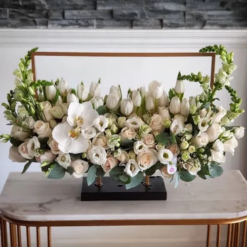 Floral Stand With White Assorted White Flowers