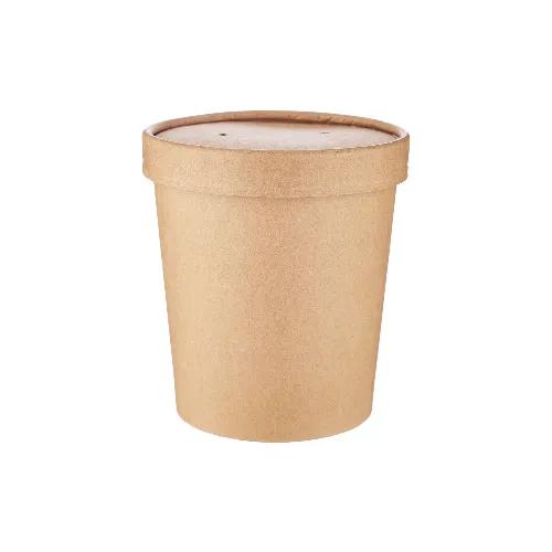 Hotpack 16Oz Kraft Paper Soup Cup+Lid-5P